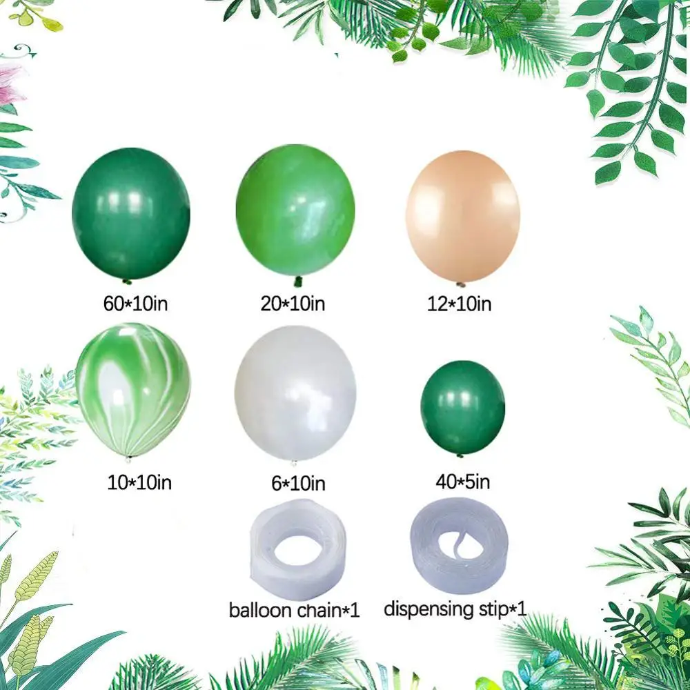 Вечерние украшения лесная тема 148Pcs10In зеленый и прозрачный шар гирлянда арочный