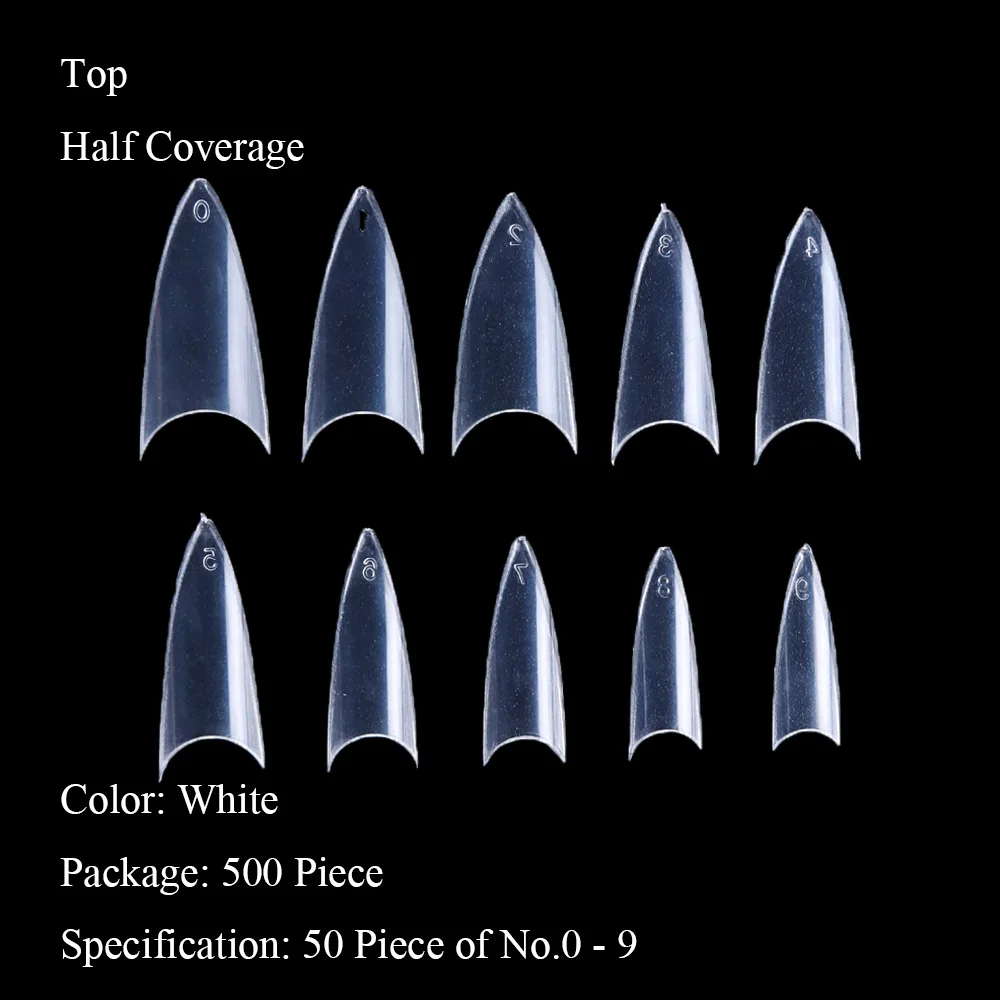 Top White 500 шт накладные ногти, накладные ногти для французских ног, накладные лаки для ногтей, прозрачные акриловые, полностью покрытые половинным покрытием, натуральный декор, инструменты для маникюра BE871 - Цвет: Top White