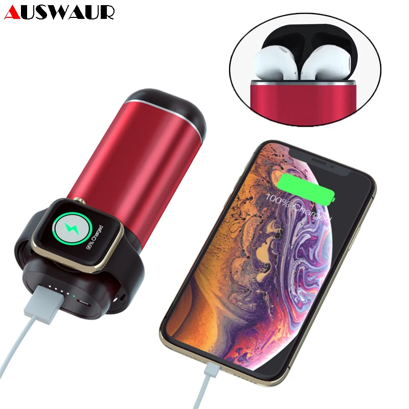 Внешний аккумулятор на 5200 мА · ч беспроводное зарядное устройство для Airpods Apple Watch