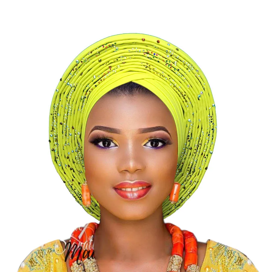 Африканский уже завязанный Авто головной убор ASO OKE gele с камнями для