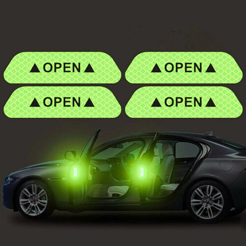 Зеленый Автомобильный светящиеся наклейки 4 Универсальный Авто «открыто» на автомобильную дверь клейкая отражающая лента для безопасности Предупреждение наклейка - Цвет: Зеленый