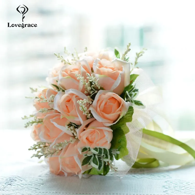 18 Head Silk Rose Wedding Bouquet for Bridesmaids Bridal Bouquets White Pink Artificial Flowers Mariage Supplies Home Decoration | Свадьбы и
