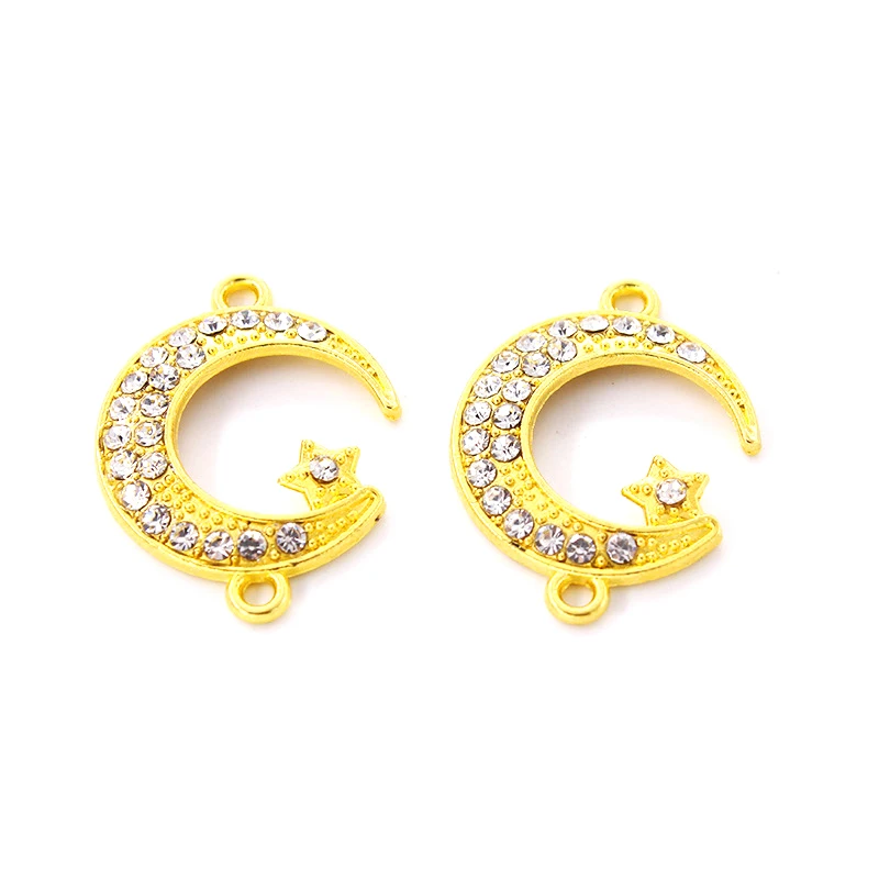 Semitree 10pcs/lot 24mm Rhinestone Gold Star Moon Connectors for DIY Bracelets Exquisite Charms Jewelry Making Accessories | Украшения и