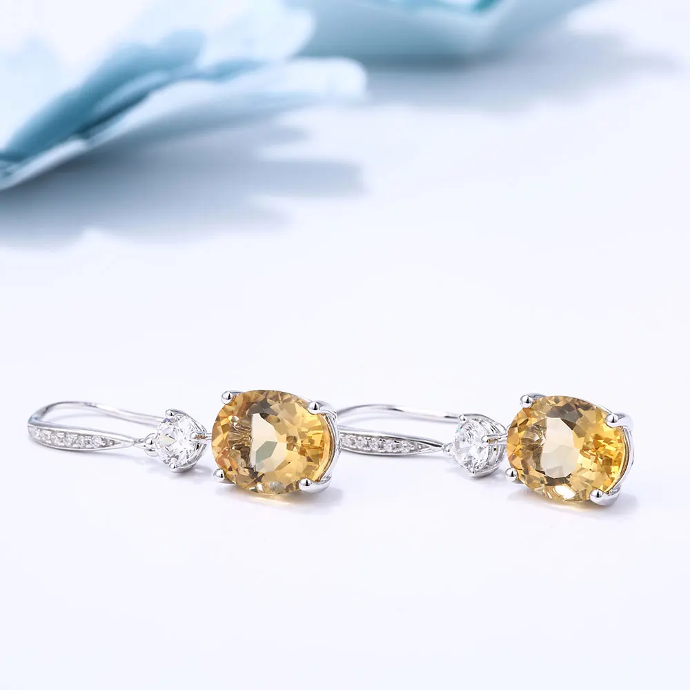 бижутерия серьги с камнями Дважды R натуральный цитрин Серьги 5.00 ct Подлинная