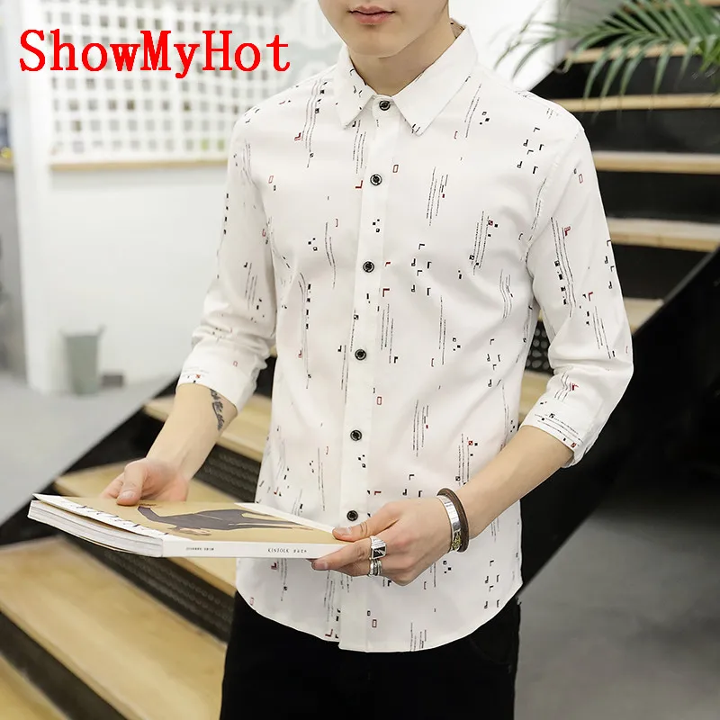 Showmyhot Новые Летние Короткие рукава тонкий печатных Camisa хлопок Рубашки для