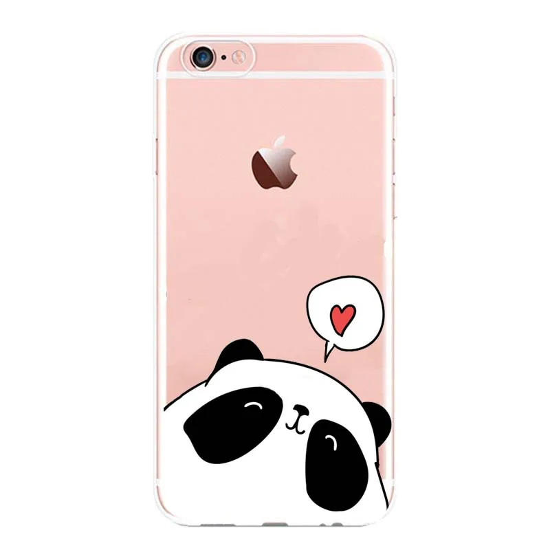 Модный прозрачный силиконовый чехол с пандой для iPhone 5 s SE 6 7 Plus s|cover for iphone|cover iphone