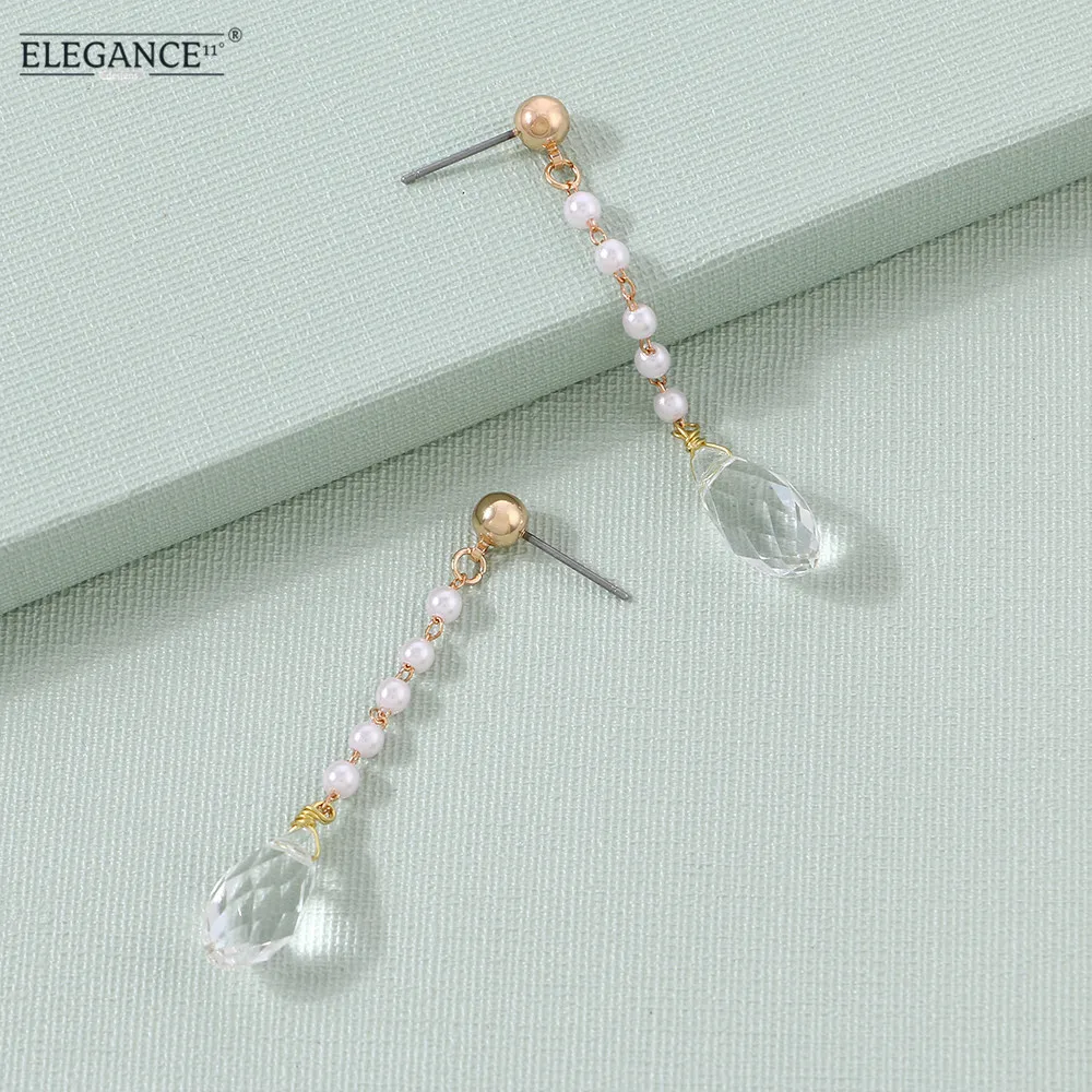 

Elegance Crystal Earring Long Water Drop Crystals Dangle Earrings for Women Korean Style Jewelry Lovely Daily Wearing Jewelry