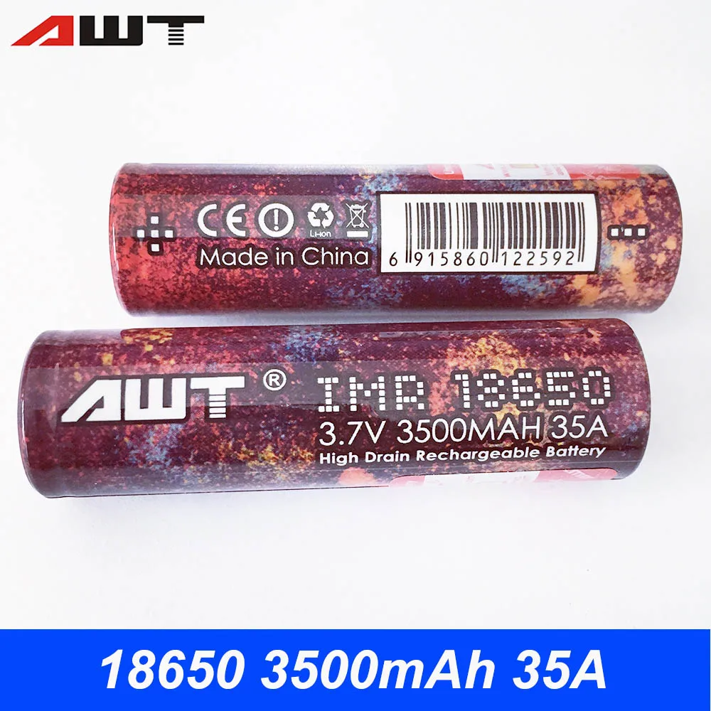3500mAh 35A 18650 батарея 3000-3500 мАч 35-40A AWT Vape батарея для Vaporesso люкс Swag Polar SMOK Alien X-PRIV Kit Joyetech Cuboid Mini D001 - Цвет: 3500mAh 35A