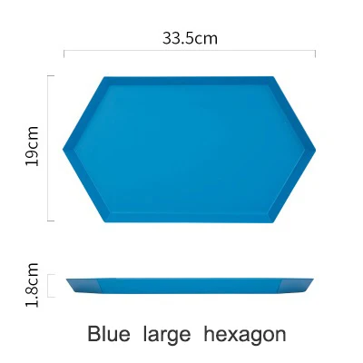 blue large hexagon Скандинавские пластины из нержавеющей стали Геометрическая серия ромбовидный комбо лоток креативный металлический блюдо для завтрака - Цвет: blue large hexagon