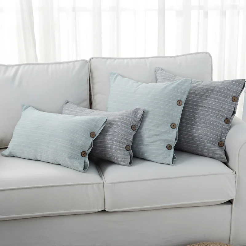 Японский свежий стиль Полосатый плед декоративный хлопковый льняной