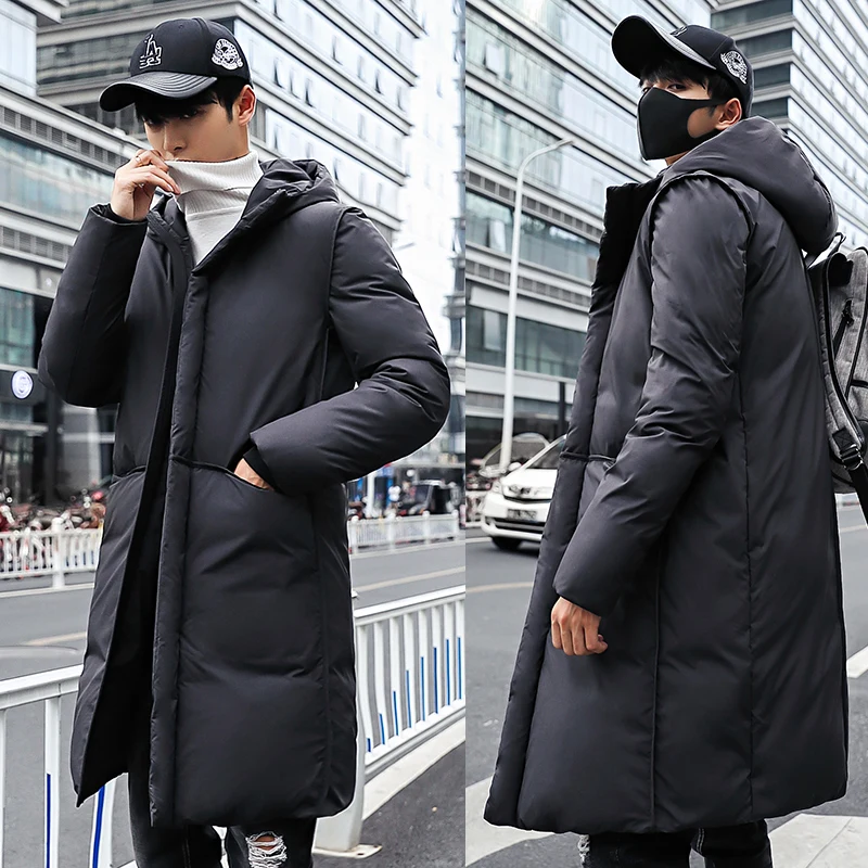 

Br New Winter Jackets Men Casual Mid Long Thick Winter Coat Men Solid Hooded Parka Male Clothes Overcoat Outerwear plus size 3XL