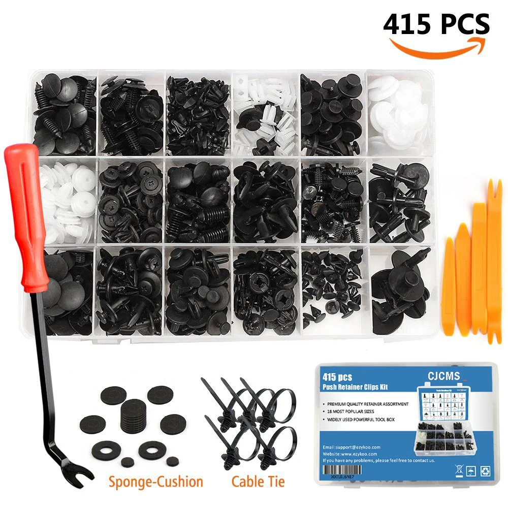 

415pcs Car Fasteners Set 18 Most Popular Sizes Push Rivets Clips Kit For Nissan Teana Terrano Tiida Versa Wingroad X-Trail March