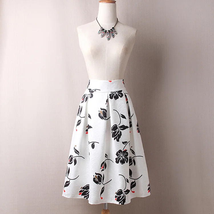 Женская винтажная Юбка миди с высокой талией и цветочным принтом|skater midi skirt|midi