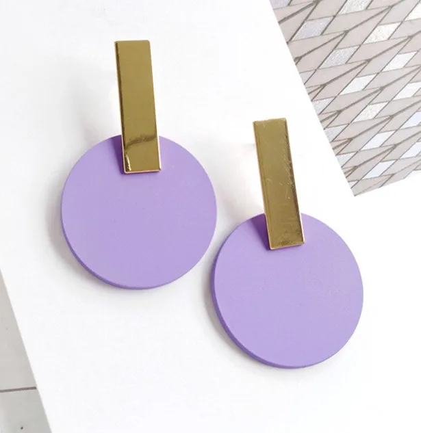 purple Серьги для женщин, дизайн, яркие цвета, круглые серьги, Преувеличенные, атмосферная сетка, красные, женские модные серьги - Окраска металла: purple