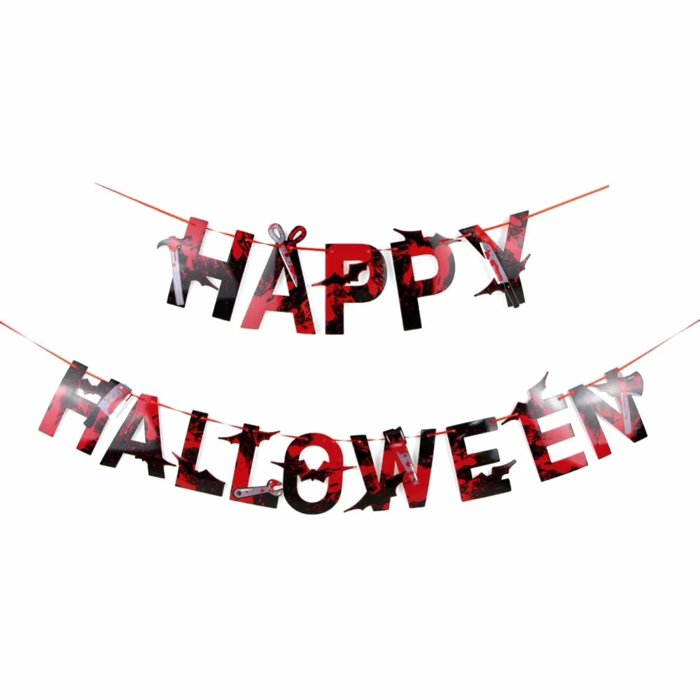 Subeauty кровавая Happy Halloween баннер Хэллоуин гирлянды с ножницами кинжал Молотки