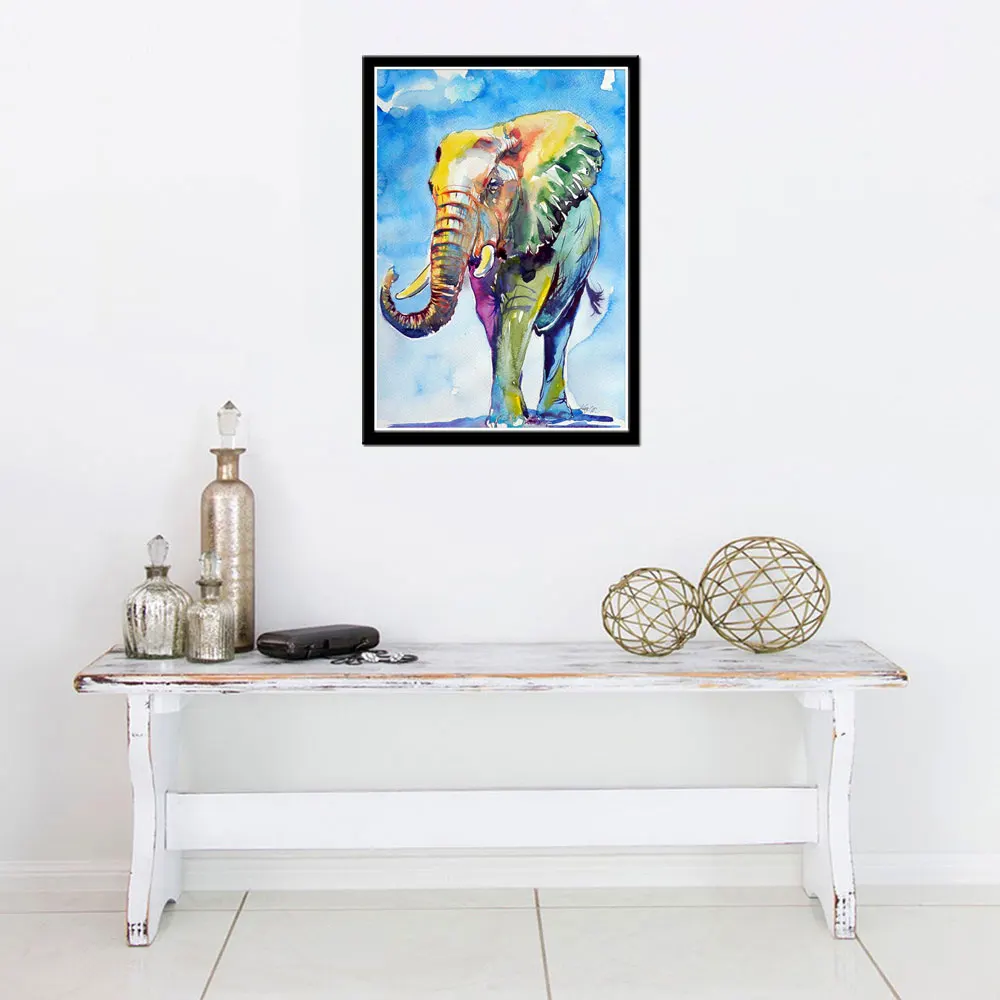 Qluo 30x40 см 5D алмазная картина круглая дрель мультяшный слон мозаика Алмазная