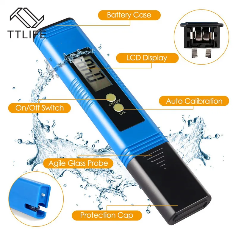 TTLIFE Цифровой PH-метр измеритель PH 0 01 высокоточный тестер качества воды с