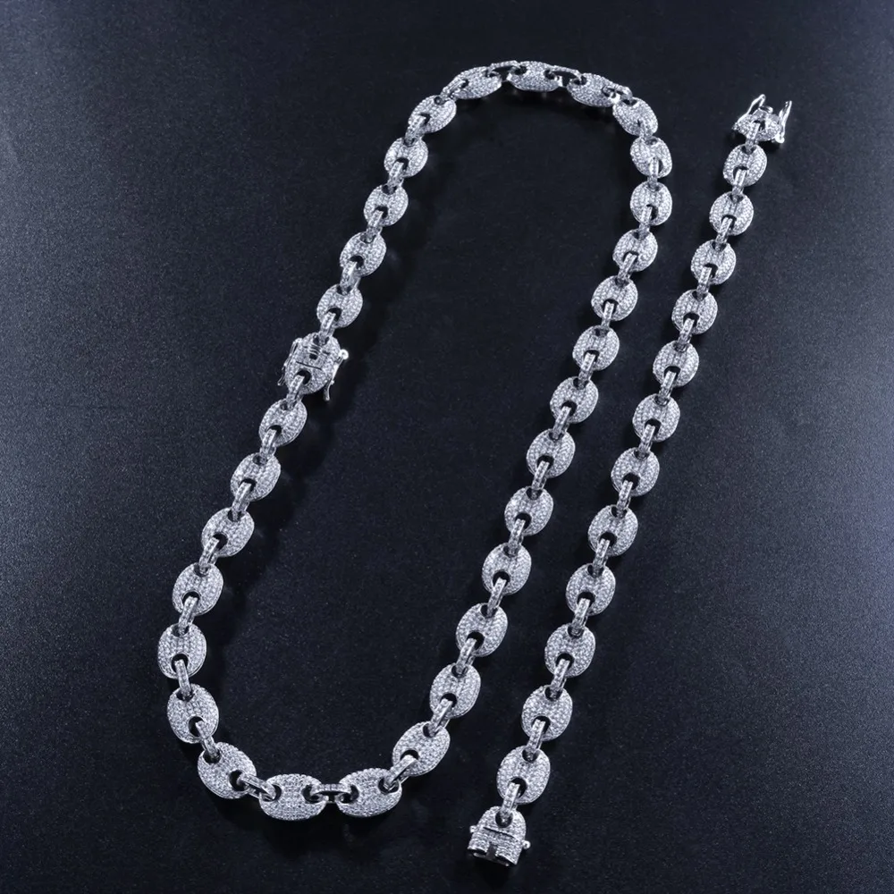 Men Hip hop iced out bling Chains Necklaces &amp Bracelet for 1set Zircon High quality Hiphop chain necklace jewelry luxury gifts |