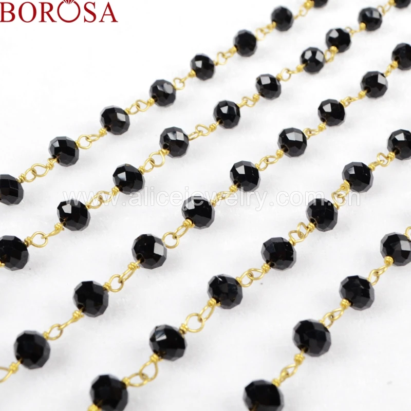 BOROSA оптовая продажа черный натуральный камень кристалл кварцевые граненые бусы