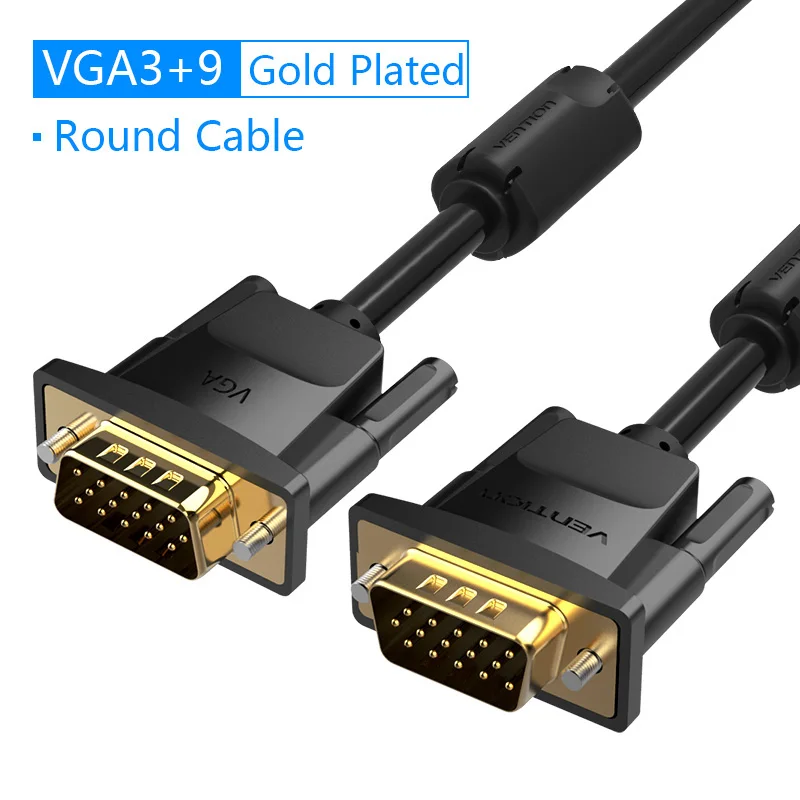 Gold Plated Vention VGA кабель 3+ 6 Плетеный экранирующий VGA к VGA кабель «Папа-папа» для HD tv PC ноутбук tv Box Проектор Монитор кабель vga - Цвет: Gold Plated
