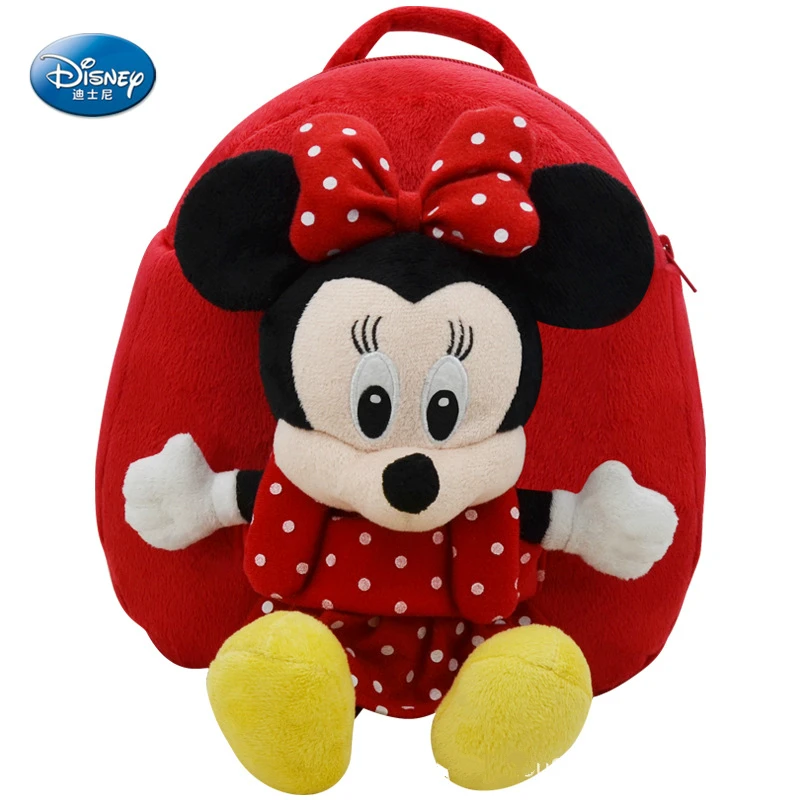 minnie Дисней Микки Минни Маус плюшевый рюкзак мини школьная сумка для детей девочки мальчики подарки Дисней игрушки пух Ститч плюшевые сумки - Цвет: minnie