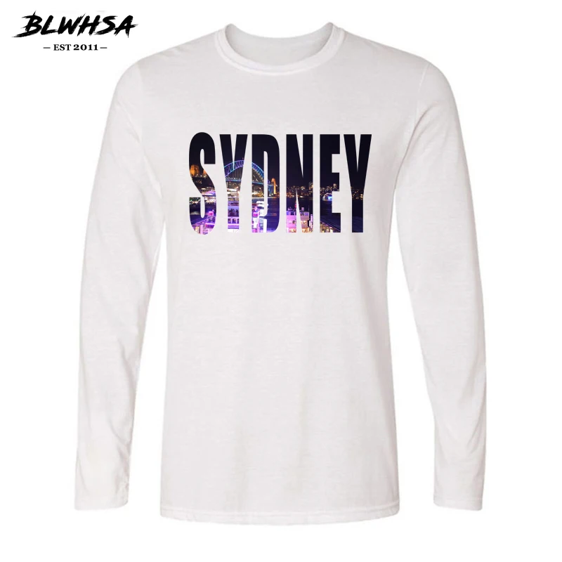 Мужская хлопковая футболка с длинным рукавом принтом и принтом|t shirts for men|brand t