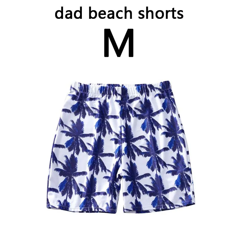 Coconut Tree Print Swimsuit Mommy And Me One Piece Mom And Daughter Bikini Set Family Look Swimwear Men Boy Dad Son Beach Shorts - Цвет: dad size M