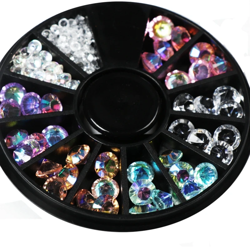 

1wheel(12model) Glass Mermaid Multi-colors Charms Crystal AB rhinestones Studs Charms Nail Art Decorations Rhinestones