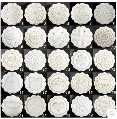 50g6pcs 25 г, 50 г, 63 г, 75 г, 100 г, 125 г, прессованная вручную круглая Квадратная Белая форма для лунного торта/мотив - Цвет: 50g6pcs