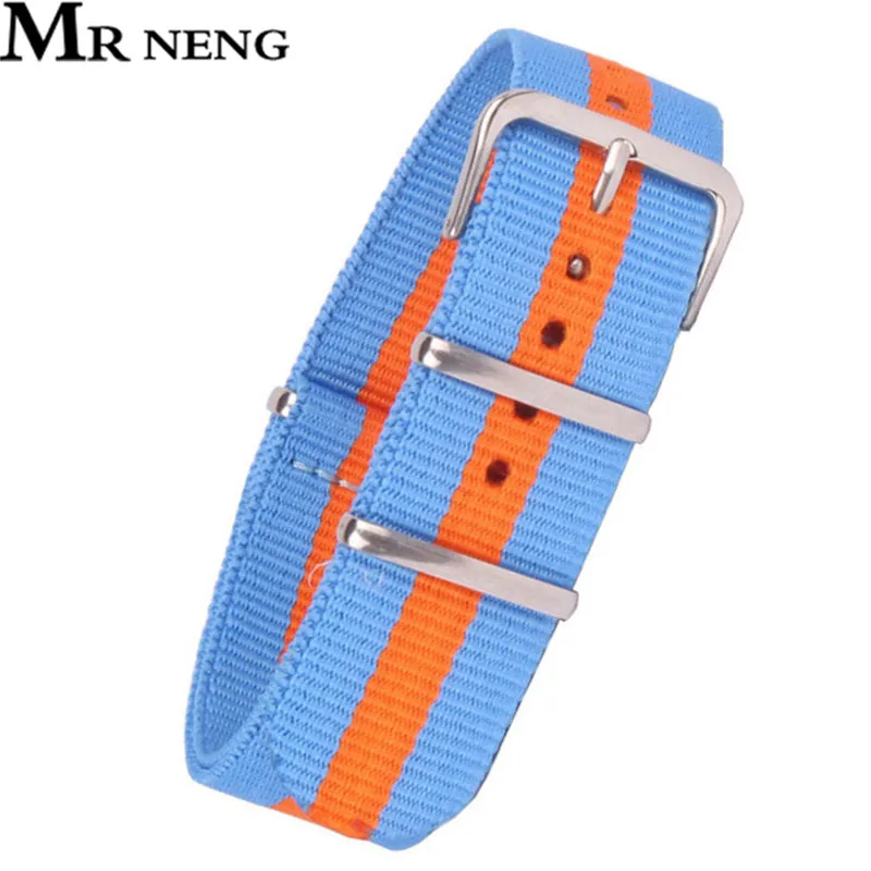 Нейлоновый тканый ремешок для часов MR NENG наручных 20 мм 18/20 розовый синий