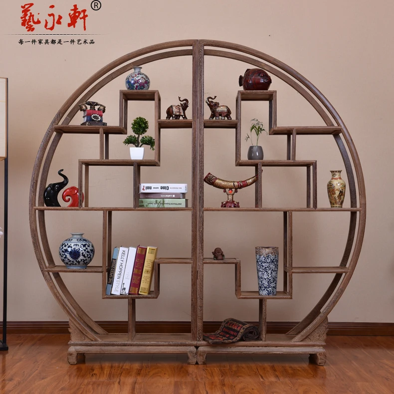 Meuble rangement гостиная 2019 деревянная мебель шкаф витрина потертый шик armoire de Curio полки