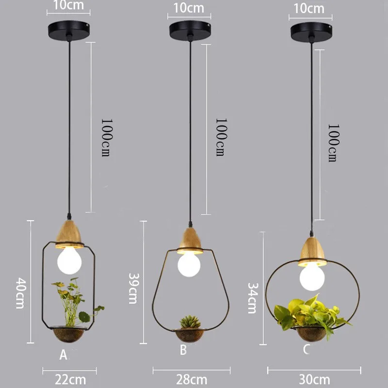 Современная простая деревянная и железная люстра 3 вида освещения кованая лампа