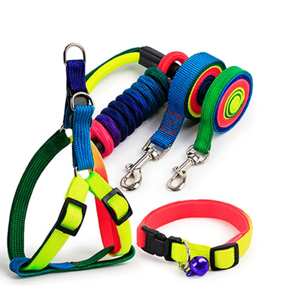 7 видов стилей поводок для собак цвет радуги регулируемый щенков кошек ошейник