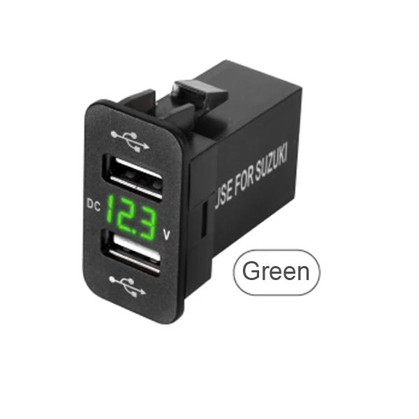 Green AC/DC 12-24V Dual USB Автомобильное зарядное устройство энергия Зарядное устройство для автомобиль Suzuki аксессуары с USB подключением 4.2A для IOS/Android/iPad/MP3/gps электронный с 2 портами(стандарт Порты и разъёмы - Название цвета: Green