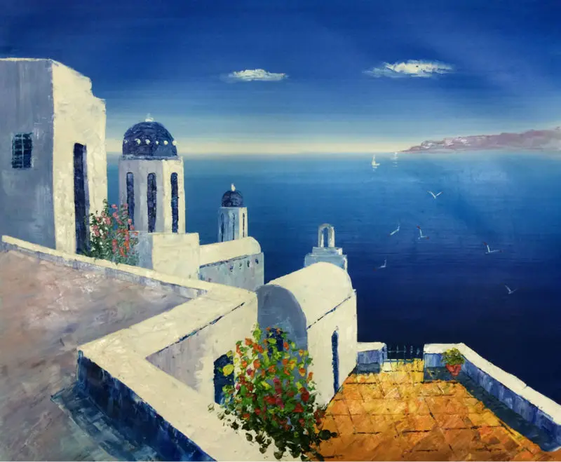 

Painting canvas Landscape Handmade Art Oil Painting Scenery Aegean Sea Home Decoration Wall picture for living room