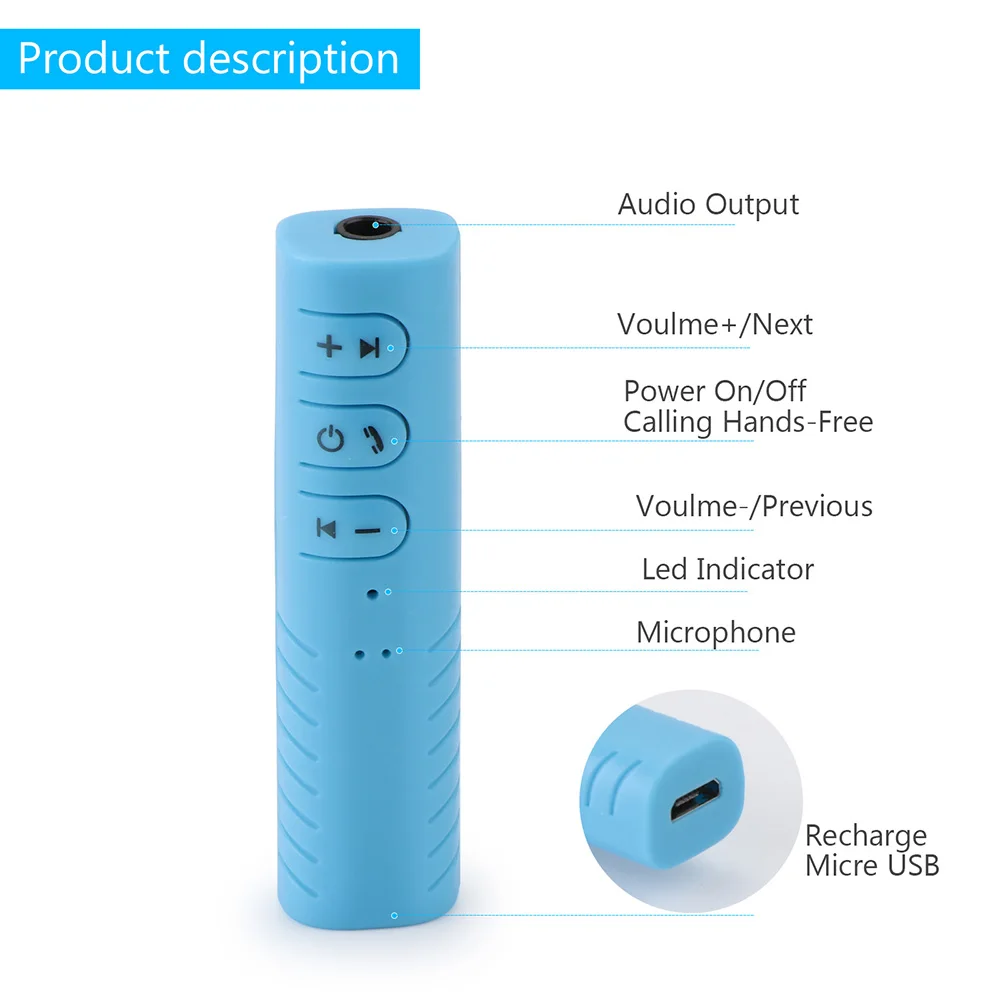 Onever Mini Wireless Bluetooth Car Handfree 3.5mm Streaming A2DP Auto AUX Audio Adapter With Mic For Stereos Phone | Автомобили и