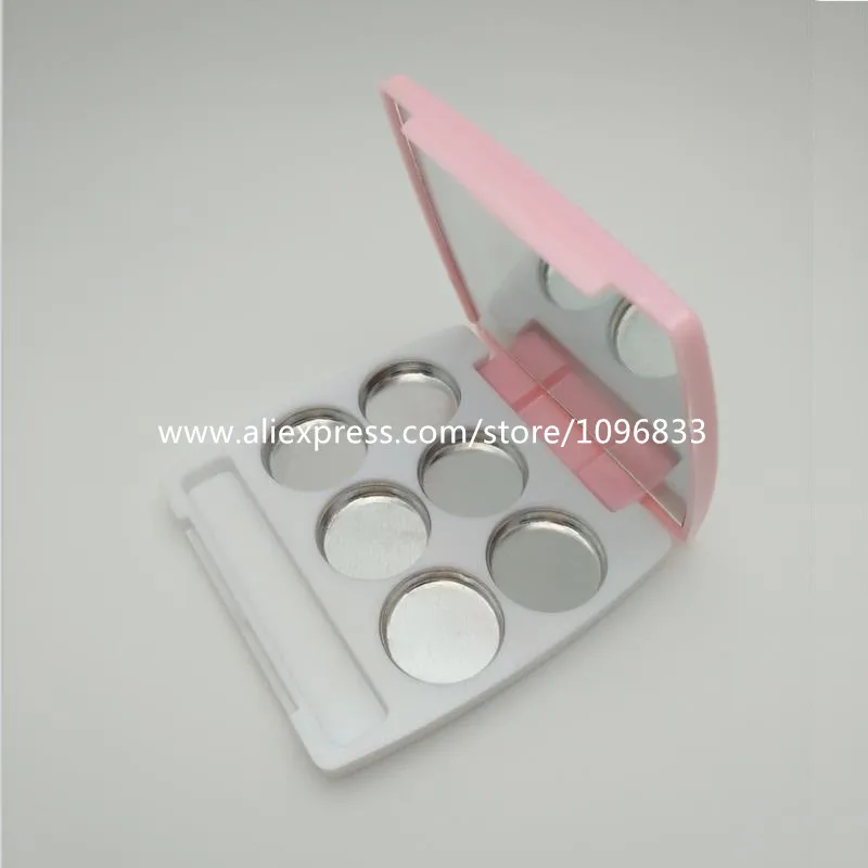 30 шт./лот 6 ячеек розовый футляр для теней век пустой компактный помады с зеркалом