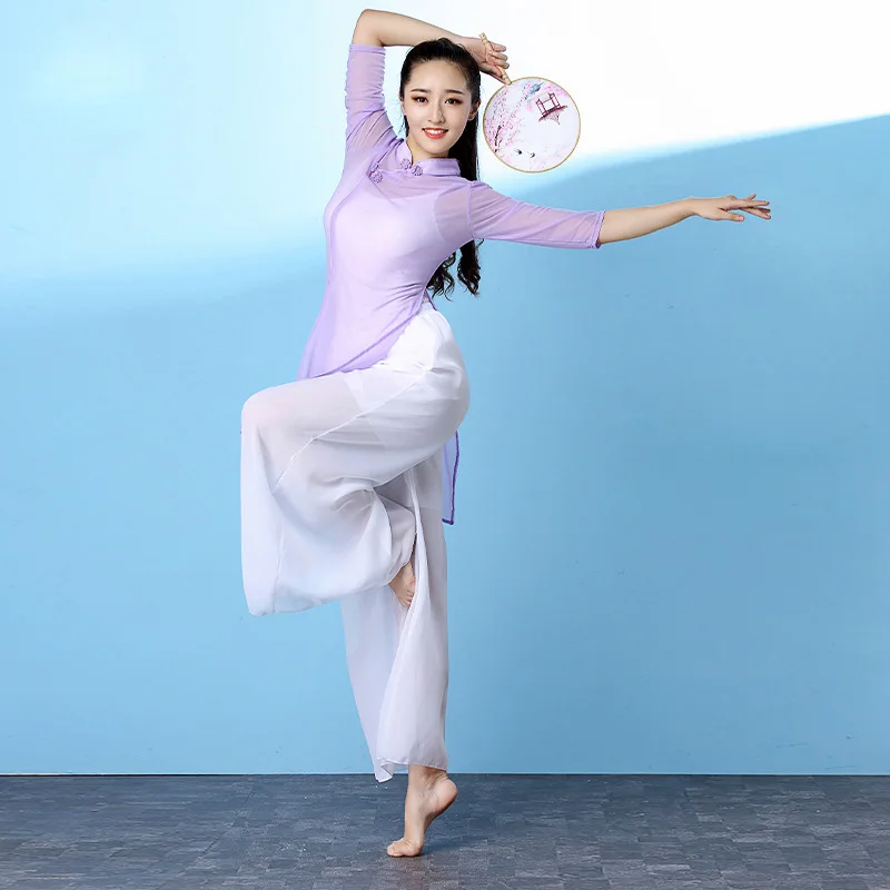 Женская элегантная рубашка Cheongsam Топ белые широкие брюки клеш классический