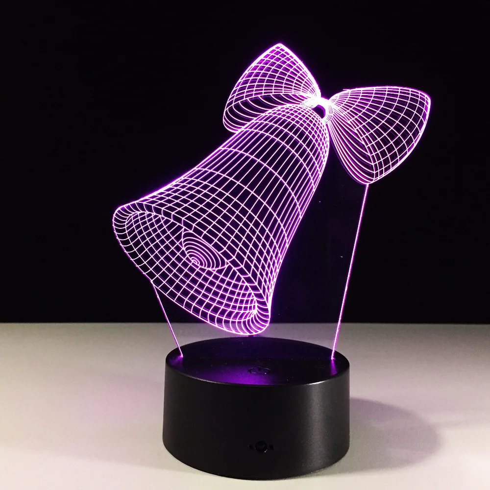 7 цветов лампа колокол 3D визуальные Светодиодные ночные огни для детей сенсорный