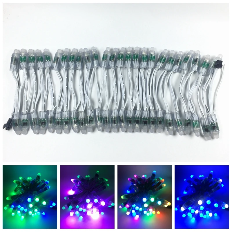 500pcs/lot DC5V 12V 12mm ws2811 ic LED Module Black/Green/White/RWB Wires String Christmas Holiday led Pixel light Addressable | Лампы и