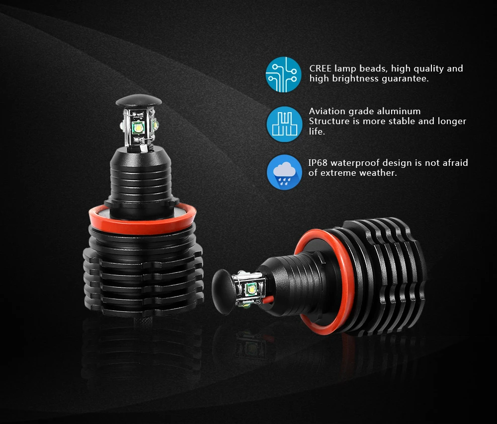 Koomtoom E92 H8 Multi Цвет Ангельские глазки 40 Вт 12 В светодио дный проектор фары лампы 360