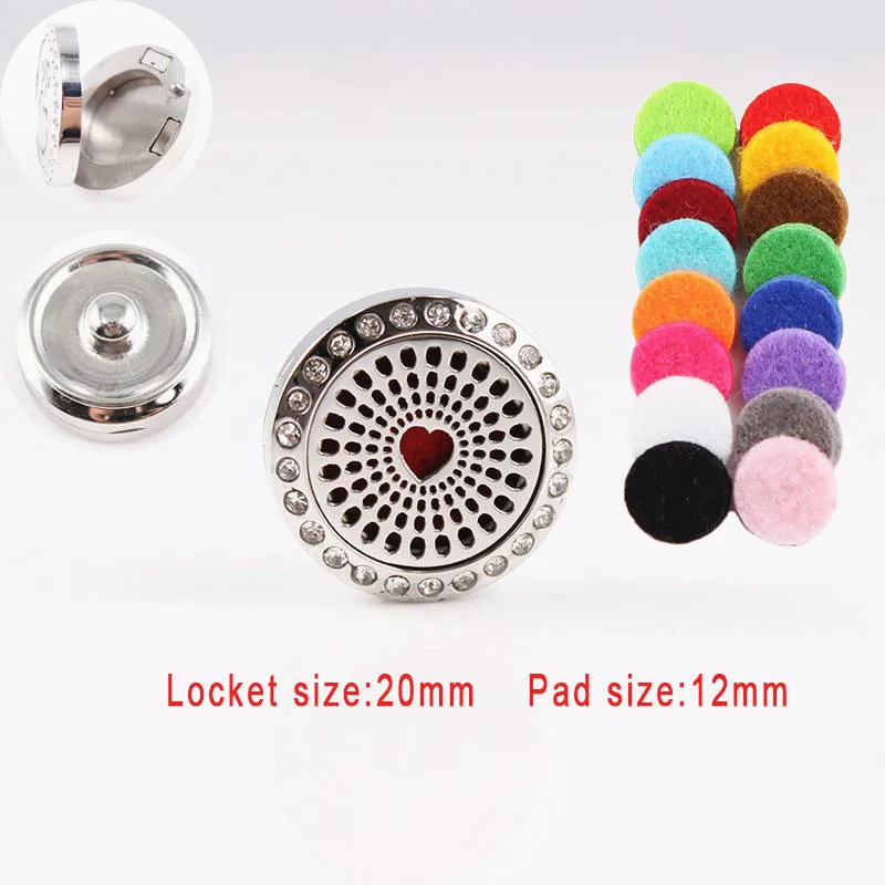 

Heart Stainless Steel Perfume Locket Snap Button Aromatherapy Essential Oil Diffuser Locket Fit 18mm DIY Snap Button Jewelry