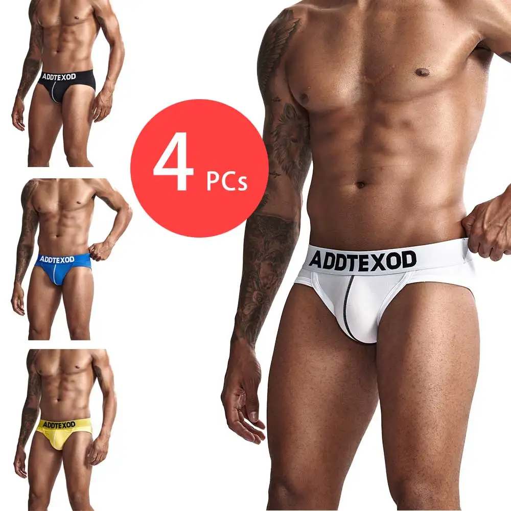 

4pcs Underwear Cute U Convex Pouch Hip Briefs Breathable Waistband Body Stretch Soft Cotton Gay Men Underwear