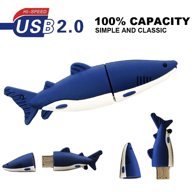 Новый стиль мультфильм Usb флэш накопитель крутой 4 ГБ 8 16 32 милый акула USB 2 0 флешки U