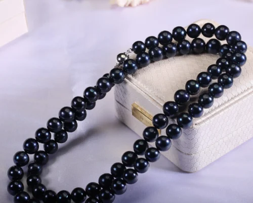Classic9-10 mm Natural Tahitian Black Pearl Necklace 18 &quot 925 silver | Украшения и аксессуары