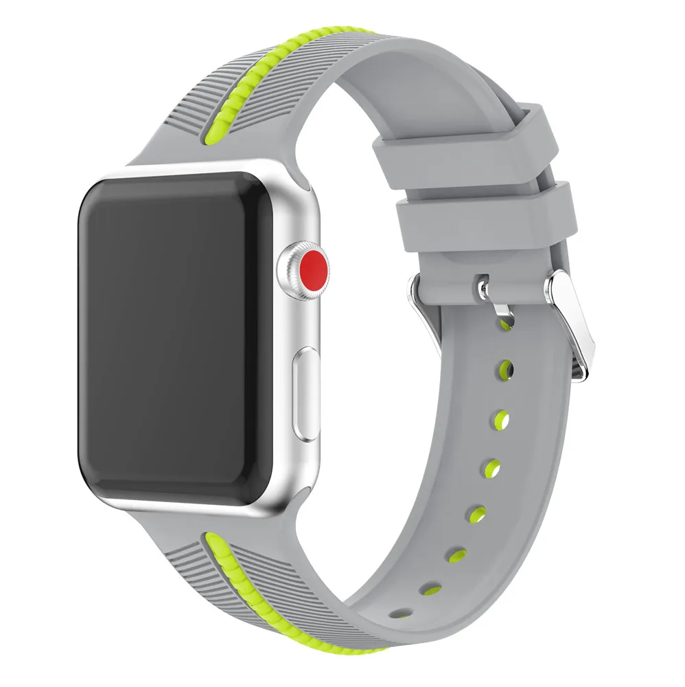 Спортивный мягкий силиконовый ремень для Apple Watch band Series 1 2 3 4 5 38 мм 42 мм 44 мм 40 мм сменный Браслет ремешок для часов