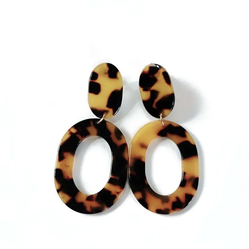 

Geometric Tortoise Resin Leopard Print Popular Stud Earrings