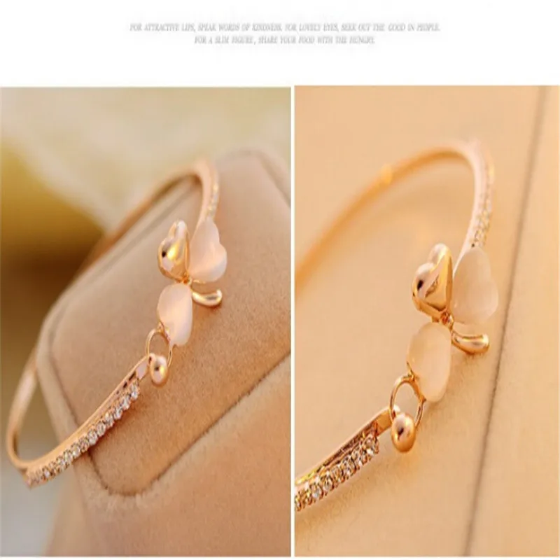 1 pc High Quality Elegant Clover Bracelets for Women Rose Gold Color Brass Chain Bangles Fashion Jewelry Valentine's day Gift |