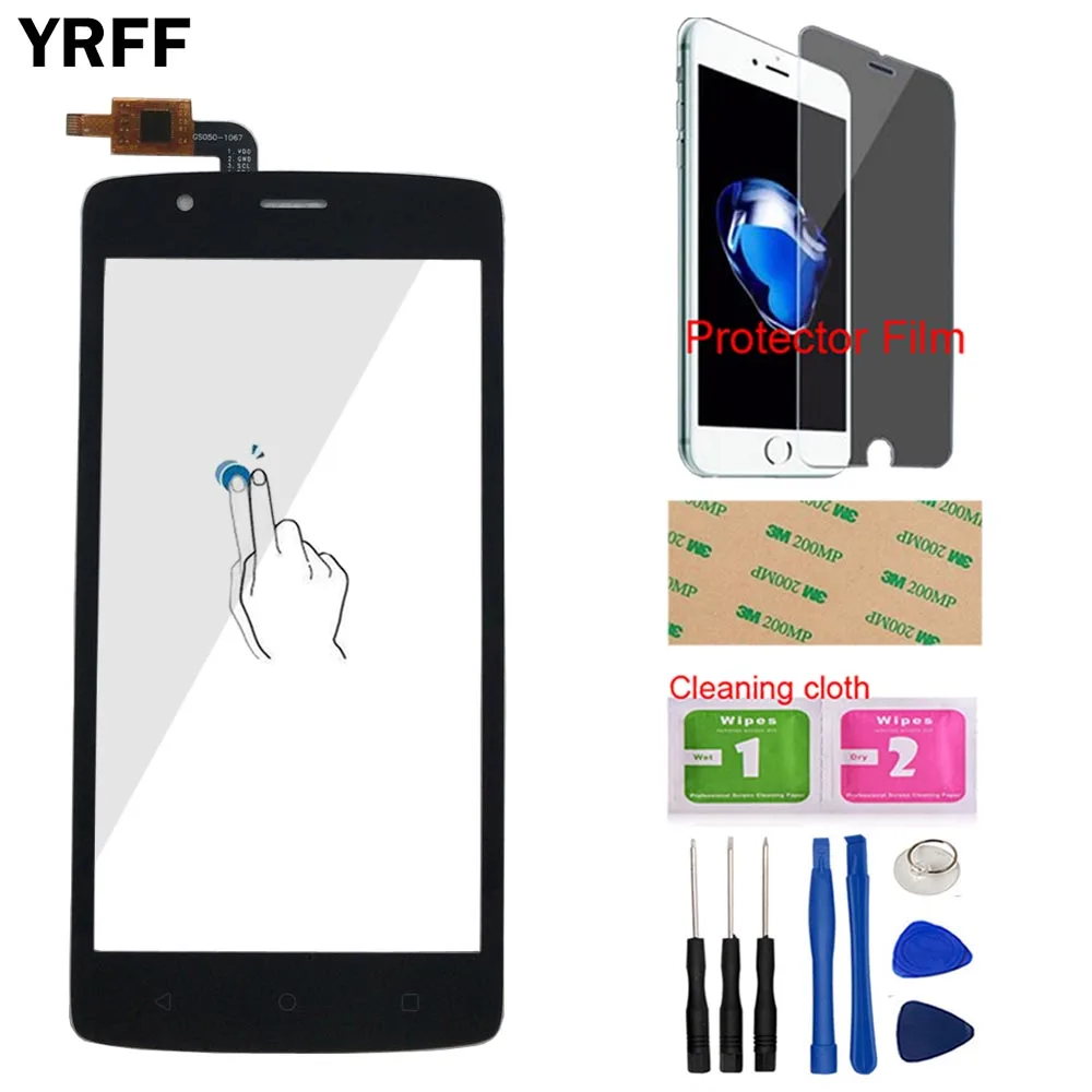 Black With Tools YRFF мобильный сенсорный экран панель для Fly cirрус 3 FS506 сенсорный экран емкостный дигитайзер стекло передней сенсорной панели+ защитная пленка - Цвет: Black With Tools