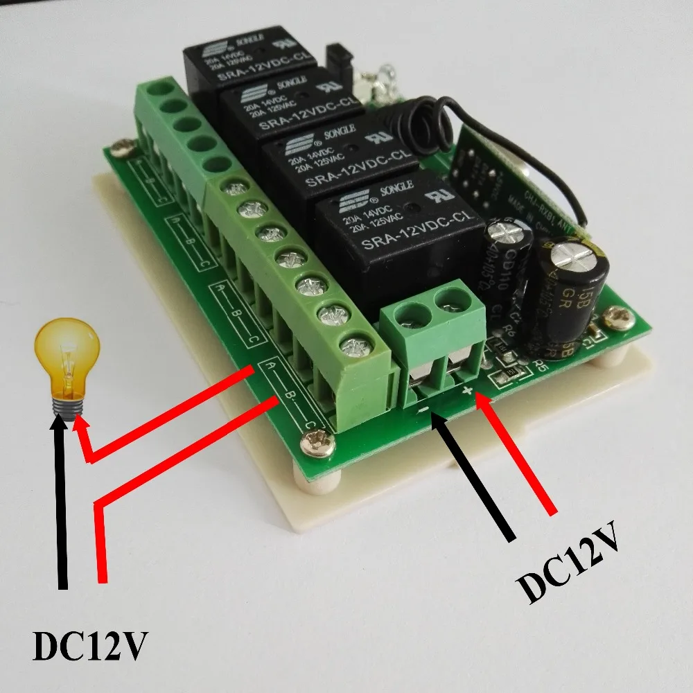DC 12V 10A 4 CH беспроводное реле RF дистанционное управление переключатель приемник + 1